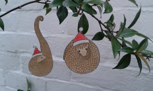 Pangolin Christmas baubles