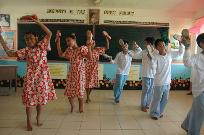 School children dancing
