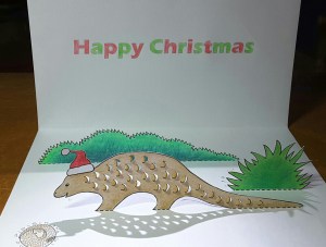 Pop-up pangolin Christmas card