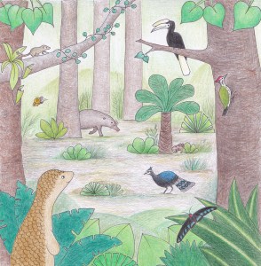 Pipisin, a Philippine pangolin, in the forest of Palawan