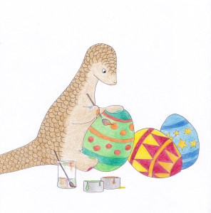 Pipisin painting easter eggs